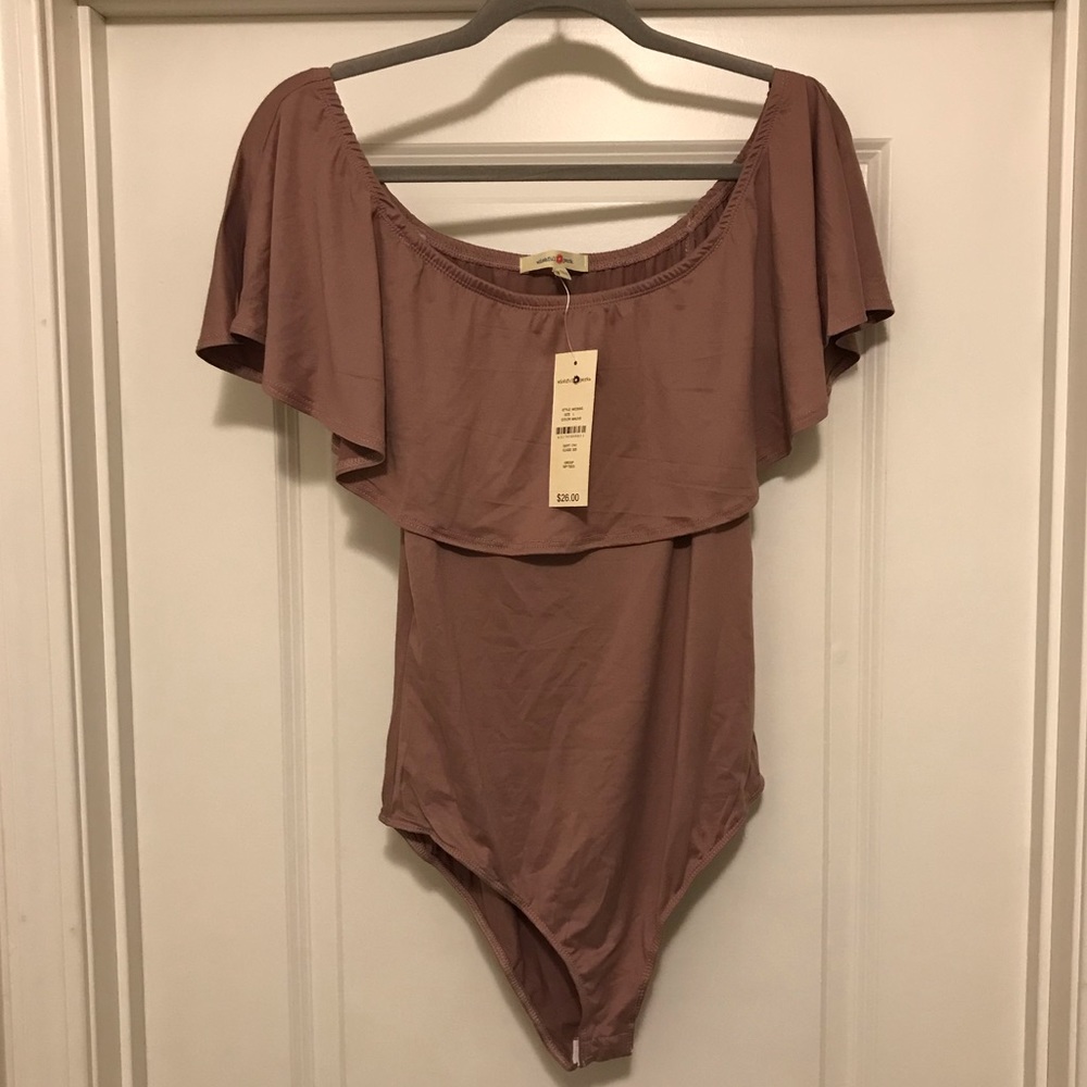 Mauve Body Suit Off the Shoulder